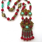 vintage czech peking glass necklace