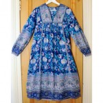 vintage indian cotton hand block peacock dress