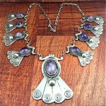 vintage mexican modernist sterling and amethyst necklace