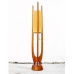 vintage mid-century sculptural teak lamp