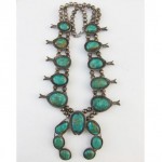 vintage navajo sterling turquoise squash blossom necklace