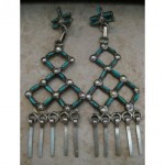 vintage needlepoint turquoise earrings