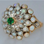 vintage opal emerald cocktail ring