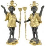 vintage pair brass blackamoor figural candlesticks