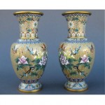 vintage pair chinese cloisonne vases