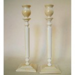 vintage pair of chinese carved bovine candlesticks