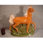 vintage rosemeade dakota pottery horse tv lamp