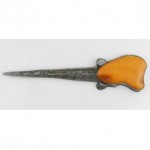 vintage sterling silver butterscotch amber letter opener