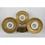 vintage vignaud limoges porcelain gold encrusted plates