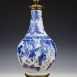 antique 17th chinese porcelain mounted bottle vase lamp