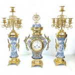 antique 1870s sevres bronze candelabra mantle clock set