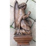 antique 19th century carved oak angel church pew end finial