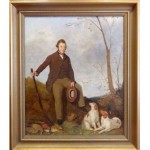 antique 19th century huntsman oil painting