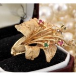 antique art deco 14k jeweled lily flower ring