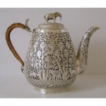 antique indian colonial sterling embossed teapot