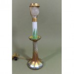 antique tiffany art glass candle lamp