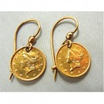 antique victorian 22k liberty head coin earrings