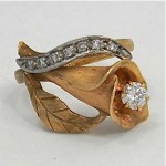 vintage 14k diamond lily ring