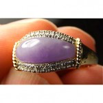 vintage 14k lavender jade and diamond ring