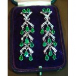 vintage 18k emerald diamond earrings