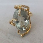 vintage 18k green amethyst and diamond cocktail ring