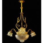 vintage 1910s art nouveau gilded bronze chandelier