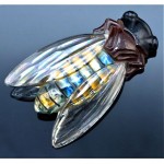 vintage 1920s czech enamel art glass insect brooch