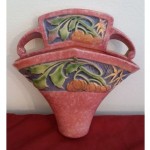 vintage 1933 roseville pottery wall pocket