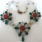 vintage 1940s french pate de verre art glass necklace