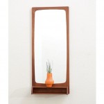 vintage 1950s danish modern teak wall mirror shelf