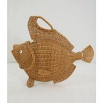 vintage 1950s natural wicker fish handbag