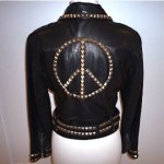 vintage 1990s moschino peace sign leather jacket