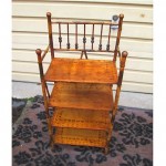 vintage bamboo and wood bookcase curio shelf