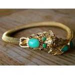 vintage chinese 14k jade dragon bracelet