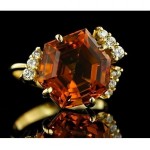 vintage citrine and diamond cocktail ring