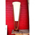 vintage danish modern teak sculptural lamp