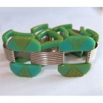 vintage machine age art deco chrome and bakelite bracelet