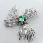 vintage mario buccellati diamond and emerald brooch