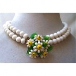 vintage miriam haskell glass bead flower necklace