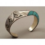 vintage navajo lonn parker sterling turquoise bracelet