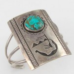 vintage navajo stamped sterling turquoise cuff bracelet