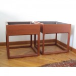 vintage pair mid-century danish solid teak planters