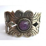 vintage taxco mexico sterling amethyst cuff bracelet