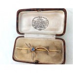 vintage victorian art nouveau sapphire and seed pearl dragonfly brooch