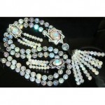 vintage ysl crystal sautoir necklace and earrings