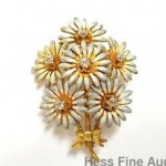 antique 14k art nouveau diamond enamel pin