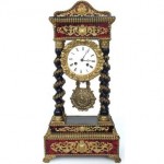 antique 1870s french ebony and shell mantel clock