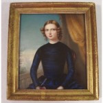 antique 1890s miniature folk art portrait on porcelain