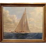 antique 1900s ship oil painting