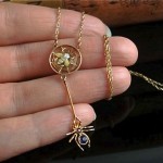 antique 1900s victorian diamond amethyst ruby spider fly necklace